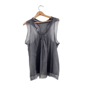 Elsa Esturgie Sleeveless Top Charcoal Grey Silk Cotton Size‎ 42